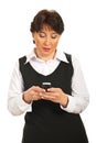 Mature woman texting sms Royalty Free Stock Photo