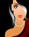 Mature Woman Wearing Pearls on Black 2 Royalty Free Stock Photo