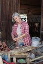 Matured farm woman at work