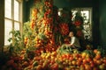 A matured gentleman handpicks ready-to-harvest tomatoes.