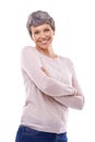 Maturity has given her confidence. Studio portrait of a happy mature woman against a white background.