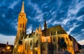 Matyas or Matthias Church in Budapest, twilight. Royalty Free Stock Photo