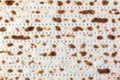 Matzah. Jewish traditional Passover bread. Pesach celebration symbol. With some free space for your text or sign . Close-up