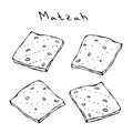 Matzah or Matzo, Unleavened bread for Pesach, Jewish holiday of Passover, isolated on white background, design element