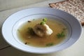 Matzo Ball Soup and Matzo bread served on Passover Jewish holiday