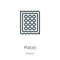 Matzo icon. Thin linear matzo outline icon isolated on white background from religion collection. Line vector matzo sign, symbol