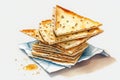 Matzo jewish bread Ai generative watercolour illustration.