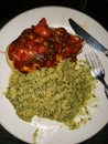 Matzo Stuffed Chicken with Blanched Tomatoes & Pasta