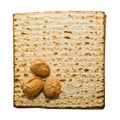 Matzo and three walnuts Royalty Free Stock Photo