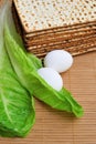 Matzot, eggs and lettuce Royalty Free Stock Photo