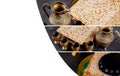 Matzot and four glasses of red wine symbols of Passover Royalty Free Stock Photo