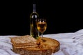matzot, red wine and silver dish Royalty Free Stock Photo