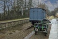 Maud railway station with convict carriage, Maud, Aberdeenshire, Scotland, UK