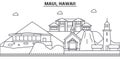 Maui, Hawaii architecture line skyline illustration. Linear vector cityscape with famous landmarks, city sights, design