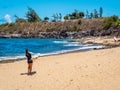 Ho`okipa Beach Park in Maui Hawaii, windsurfing site, big waves and big Turtles