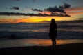 Maui Hawaii Beach Sunset with silhouette Royalty Free Stock Photo