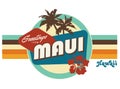 Maui Hawaii Vintage Postcard Style T-shirt Design Art