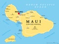 Maui, Hawaii, United States, political map, with capital Wailuku