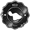 Maui map vintage stamp.