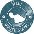Maui map vintage stamp.