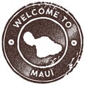 Maui map vintage stamp.