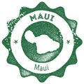 Maui map vintage stamp.