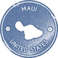 Maui map vintage stamp.