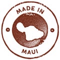 Maui map vintage stamp.