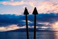 Maui - Tiki Torches At Lahaina Yacht Club Royalty Free Stock Photo