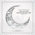 Maulid Nabi Muhammad SAW. translation: Prophet Muhammad`s birthday greeting card