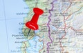Maullin, Chile pin on map Royalty Free Stock Photo
