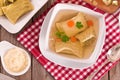 Maultaschen - swabian filled pasta ravioli .