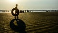 silhouette photo at the beach with sunlight background