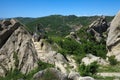 Mountain view and Il Volo dell& x27;Angeloin in Castelmezzano , Basilicata, Italy Royalty Free Stock Photo