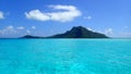 Maupiti island, blue lagoon, volcanic island , green vegetation of bora French Polynesia