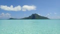 Maupiti island, blue lagoon, volcanic island , green vegetation of bora French Polynesia