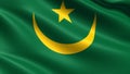 Mauritania flag, with waving fabric texture