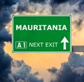 MAURITANIA road sign against clear blue sky