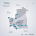 Mauritania vector map with infographic elements, pointer marks Royalty Free Stock Photo