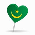 Mauritanian flag heart-shaped map pointer layout. Vector illustration. Royalty Free Stock Photo