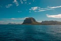 Le morne Mauritius. View from boat. Royalty Free Stock Photo