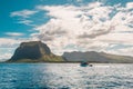 Le morne Mauritius. View from boat. Royalty Free Stock Photo