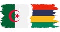 Mauritius and Algeria grunge flags connection vector