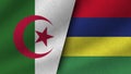 Mauritius and Algeria Realistic Two Flags Together