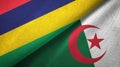 Mauritius and Algeria two flags textile cloth, fabric texture