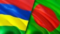 Mauritius and Bangladesh flags. 3D Waving flag design. Mauritius Bangladesh flag, picture, wallpaper. Mauritius vs Bangladesh