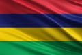Mauritius flag with fabric texture, official colors, 3D illustration