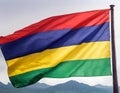 Mauritius Flag Waving on the wind