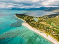 Mauritius aerial view of Le Morne and tropical Beach on south west Royalty Free Stock Photo