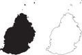 Mauritius Map. Black silhouette country map isolated on white background. Black outline on white background. Vector file